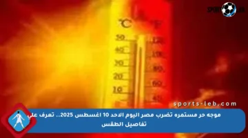 موجة حر مستمرة تضرب مصر اليوم الأحد 10 أغسطس 2025.. تعرف على تفاصيل الطقس